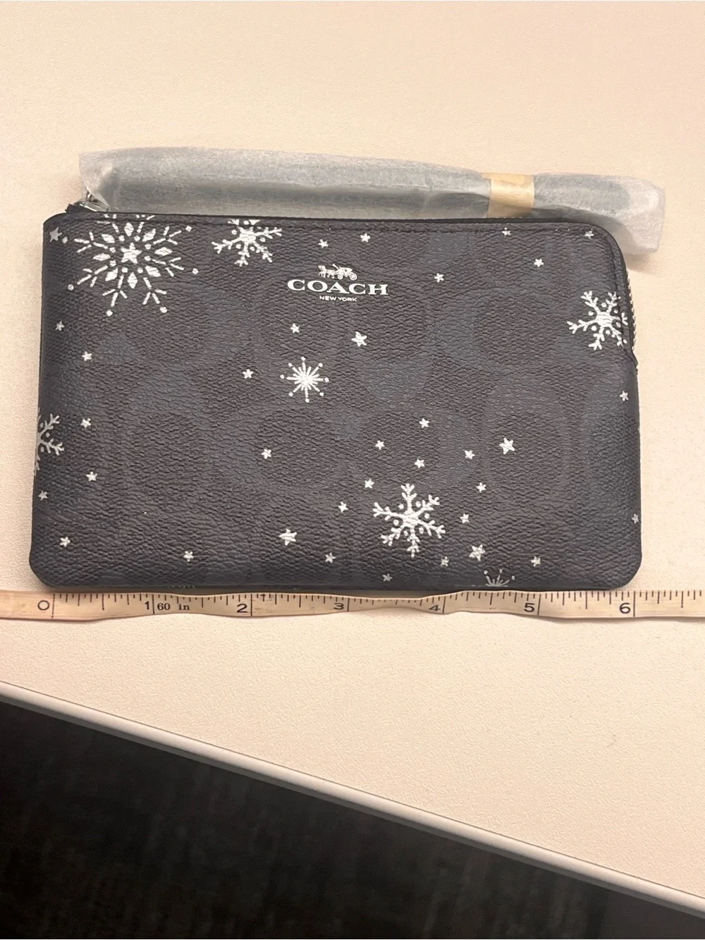 Coach Black Snowflake Zip Wristlet - Coach